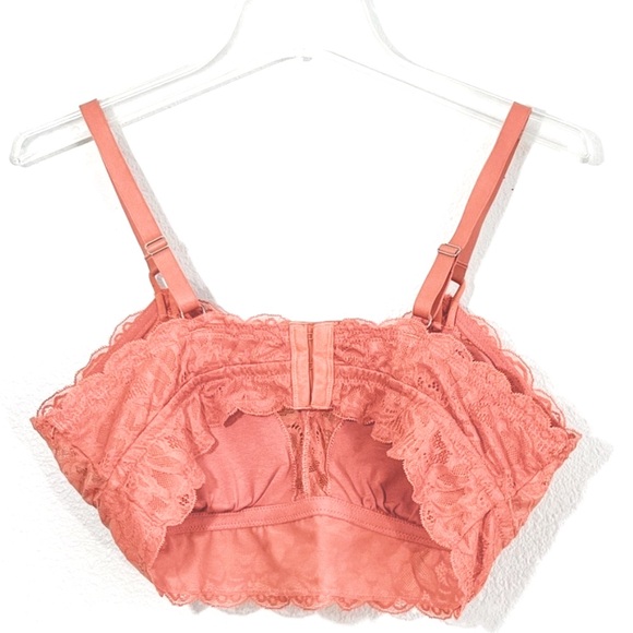 Aerie New Blooms Lace Padded Triangle Bralette in Coral size XL - Picture 5 of 8